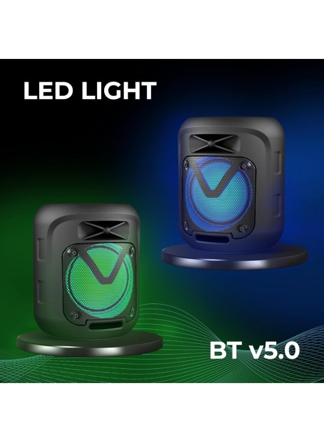 ZEBRONICS Sound Feast 90 10W Output, Portable Wireless Speaker with Bluetooth v5.0, TWS, 6.3mm with Wired Mic, USB, mSD, AUX, Mobile Holder and RGB Lights - Image 5